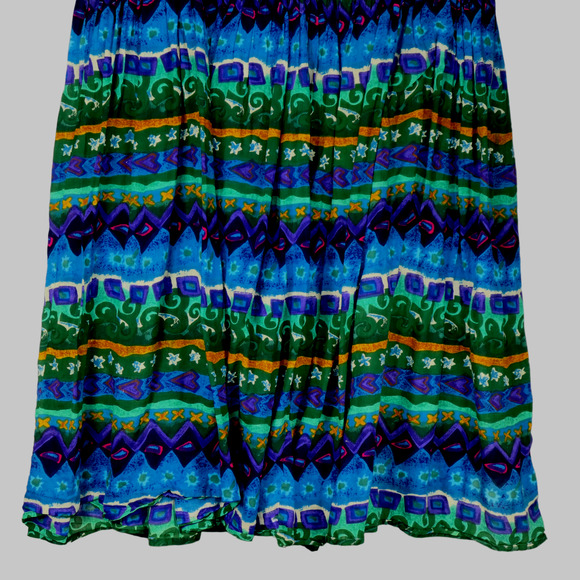 Roamans Dress Womens Large Blue Green 100% Cotton Sheath Lightweight Semi Sheer - Picture 4 of 6